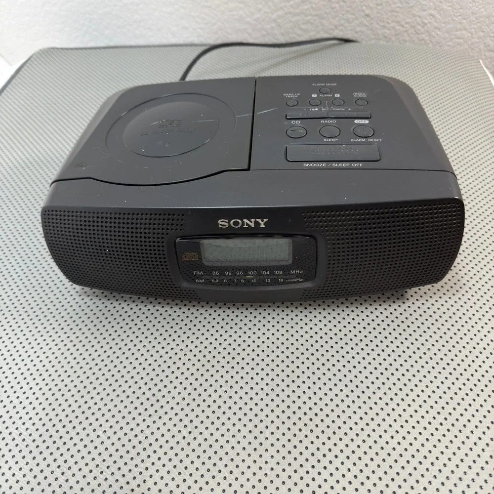 Sony Unisex CD Clock Radio ICF-CD830 Black Vintage Y2K Retro Tech Tested/Working